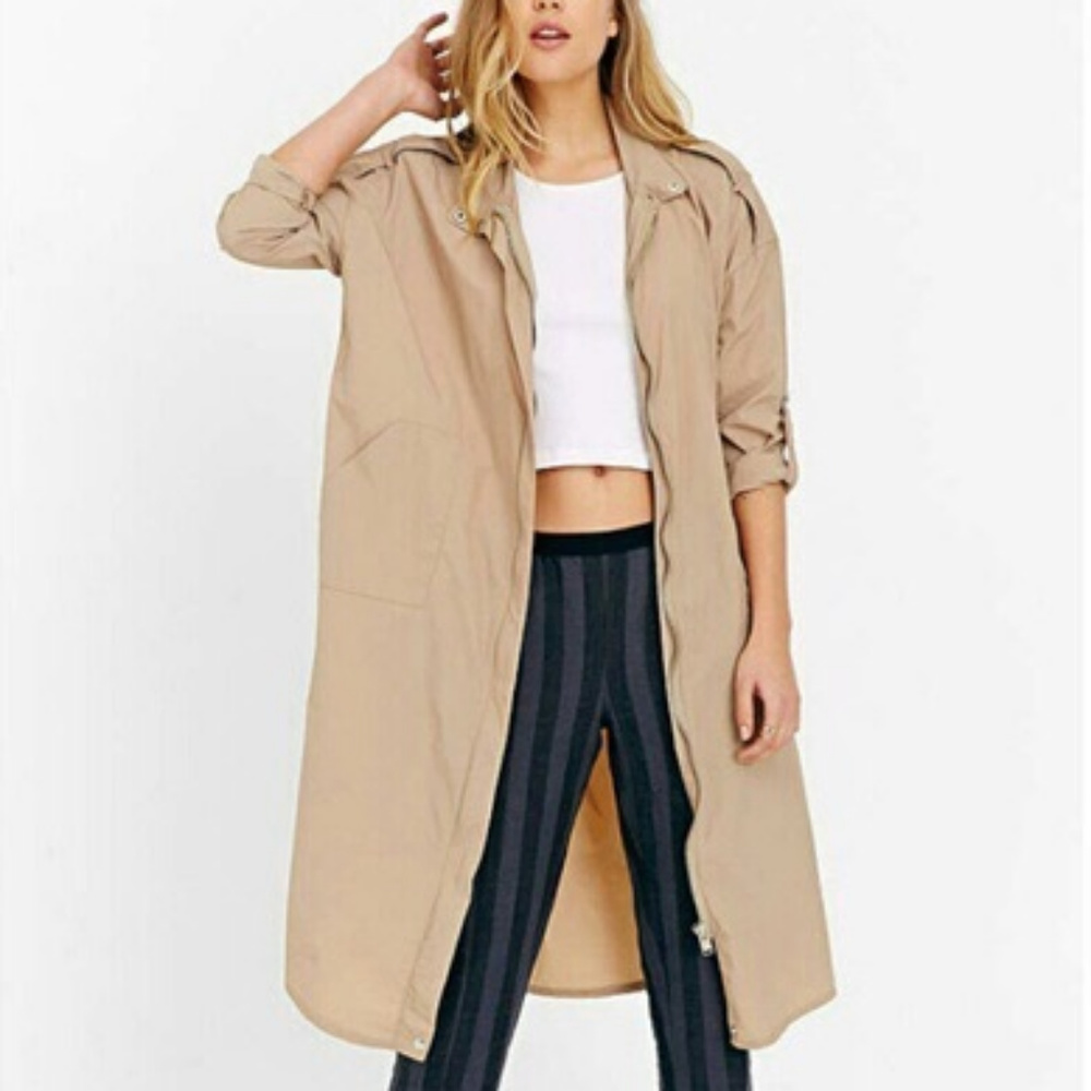 UNIF X Urban Outfitters Tan Zip Up Long Jacket